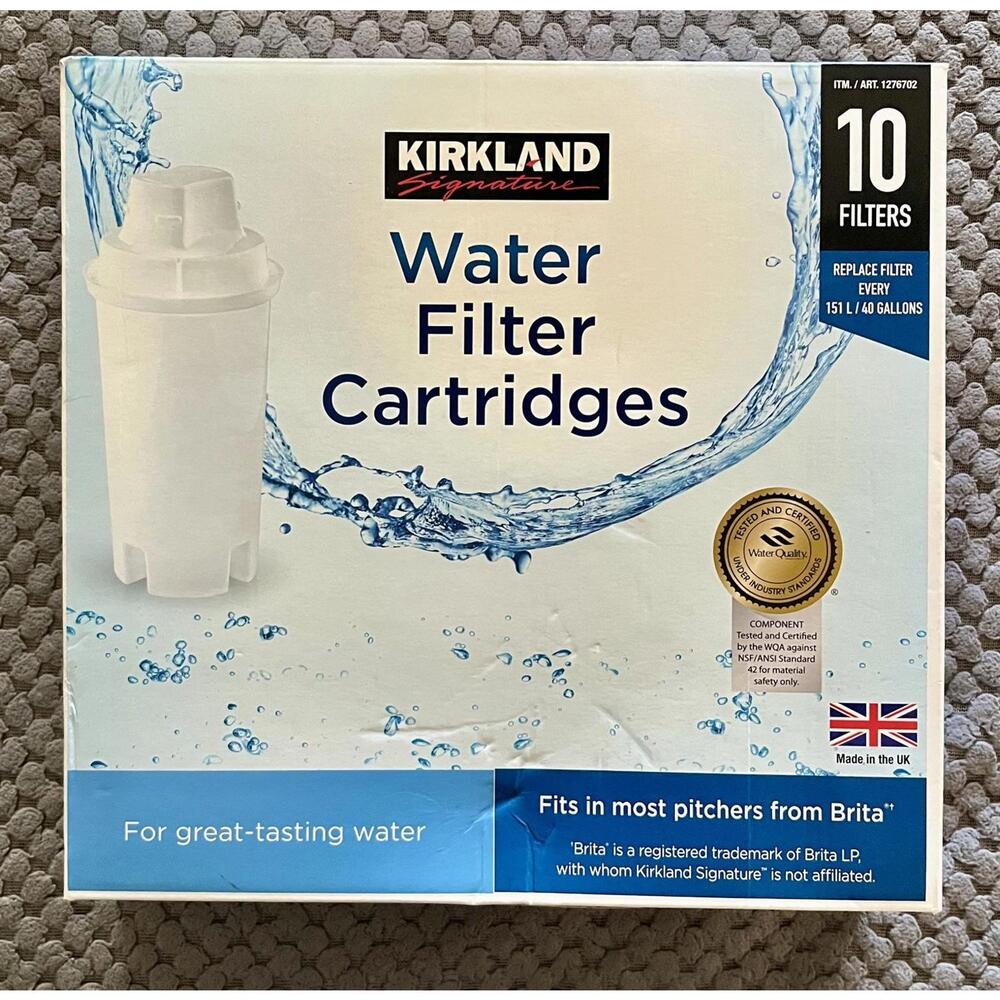 Kirkland Signature Water Filter Cartridges For Brita Pitchers BOX OF 10 NEW